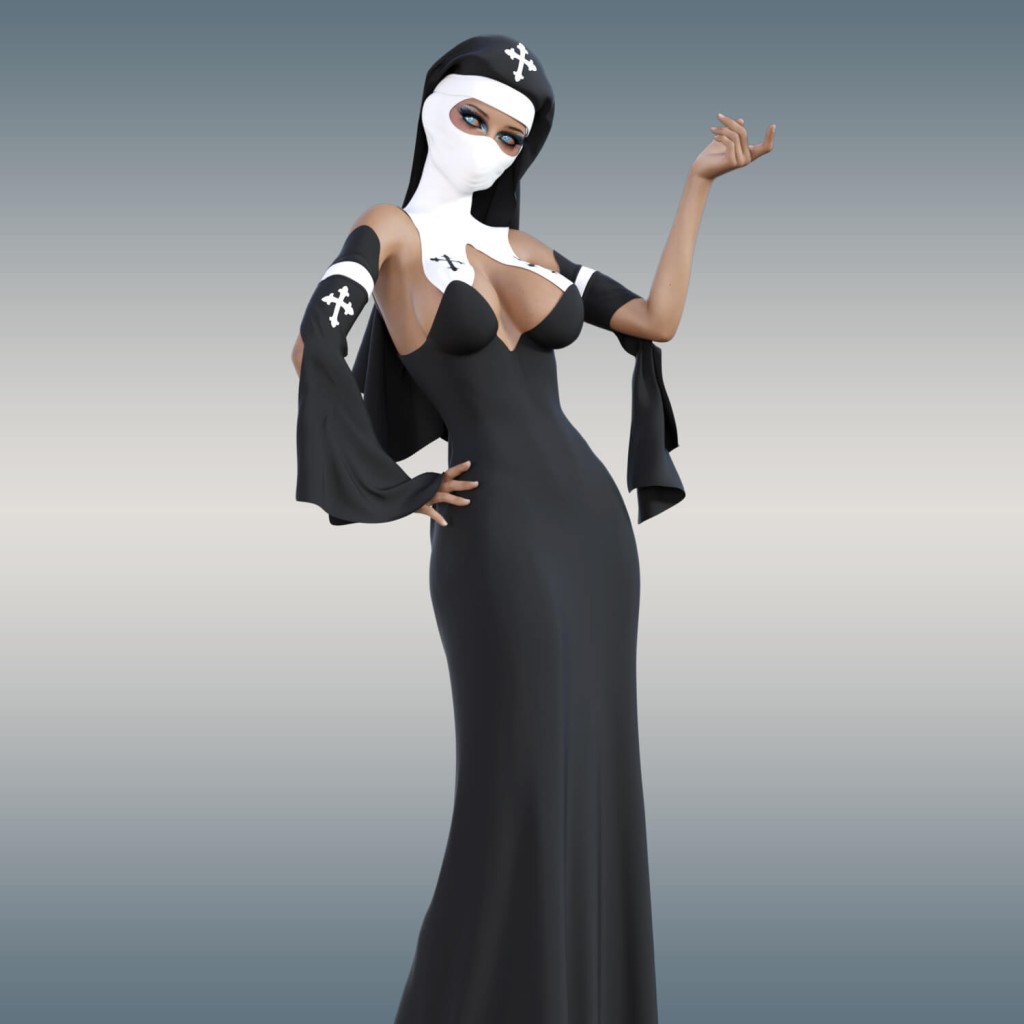 dForce Sexy Black Nun Suit for G8 Female