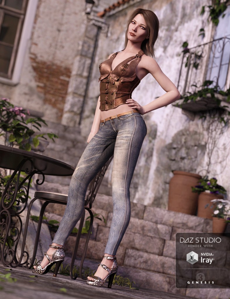 Skinny Jeans and Corset Outfit for Genesis 3 Female(s)