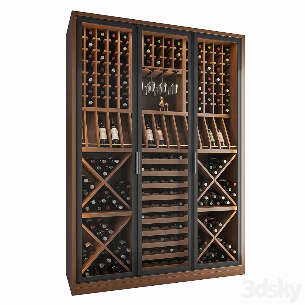 Wine Cabinet With Glasses & Decoration 011