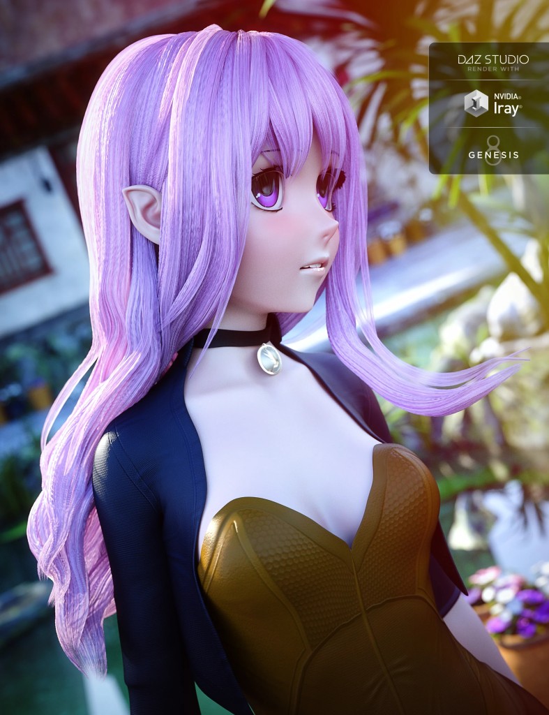 Sakura Anime Long Hair for Genesis 3 and 8 Female(s)