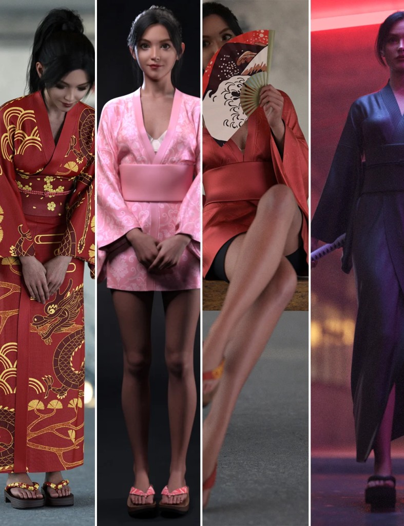 dForce Kimono and Pose Bundle Genesis 9
