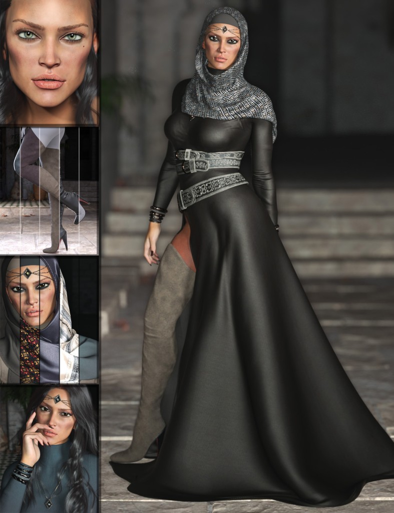 CB Aisha HD Character, dForce Clothing Set and Accessories Mega Bundle