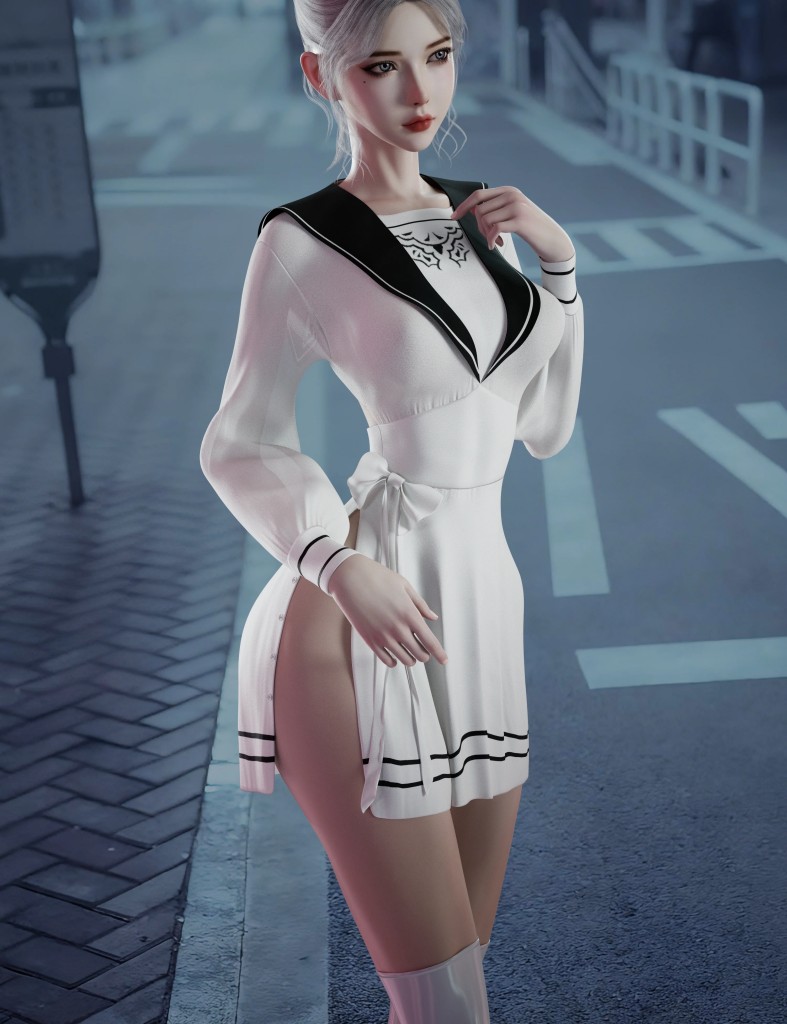 dForce Sexy Backless Sailor Uniform Outfit for Genesis 9