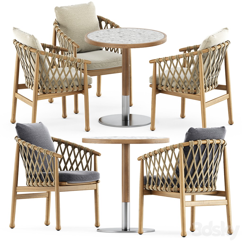 Ginestra outdoor chairs by BeB Italia and Briscola table by miniforms