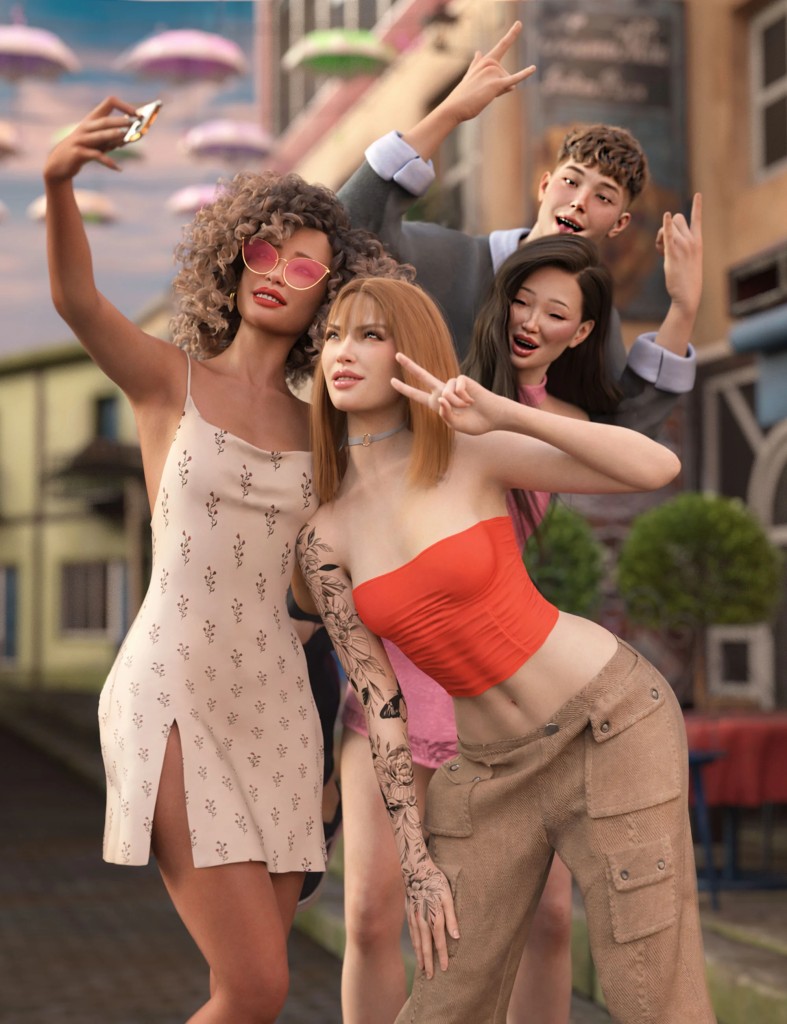 Everyday Friendship Poses for Genesis 9 Feminine and Masculine