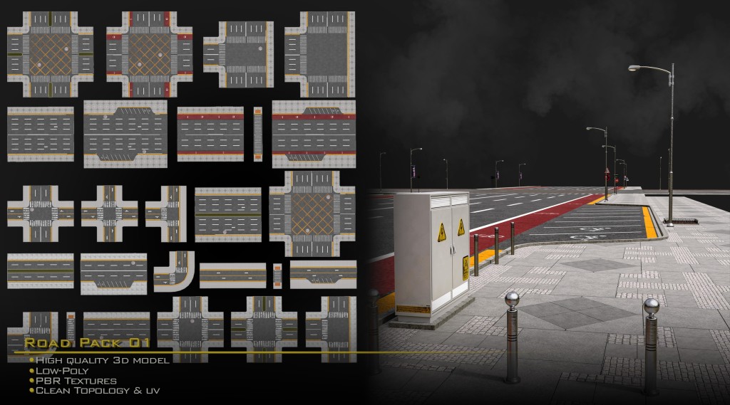 Road Pack Set 01/LowPoly/GameReady