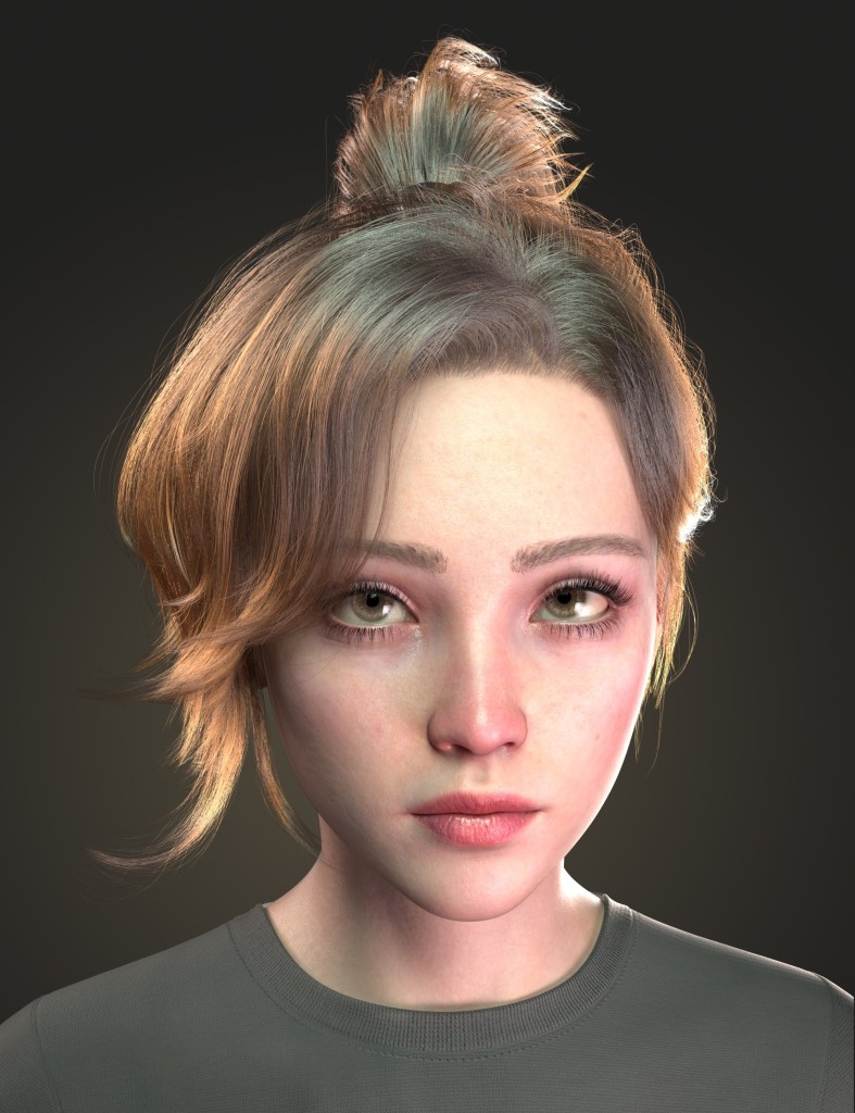 dForce Strand-Based FE Swept Bangs Ponytail Hair for Genesis 9 and 8
