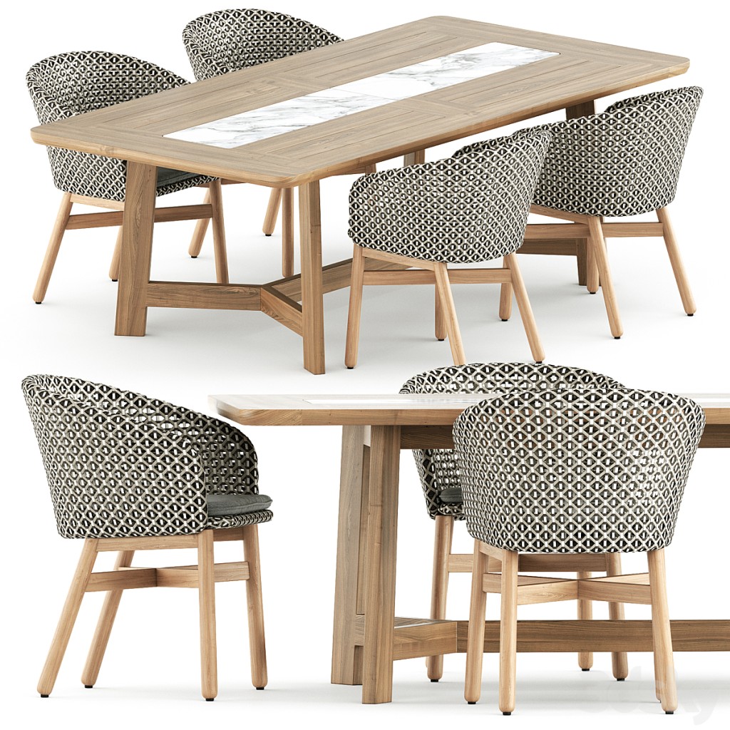 Mbrace Armchair by Dedon and Ginestra outdoor table by BeB Italia