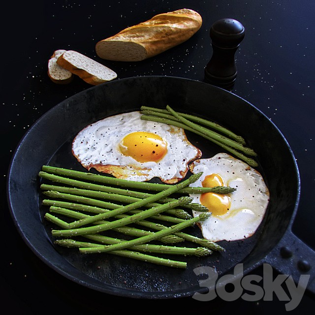 Scrambled eggs with asparagus