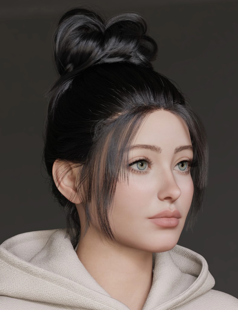 HS Everyday High Updo Hair For Genesis 9