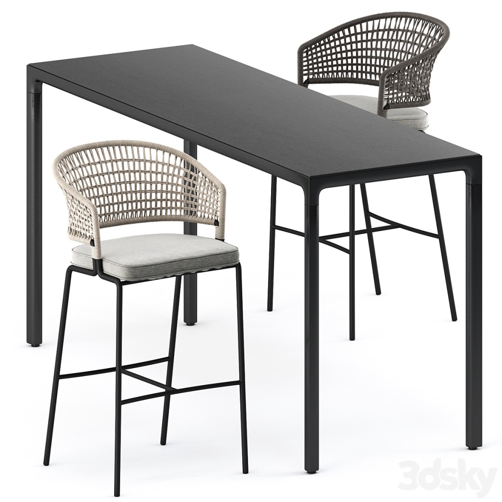 ILLUM bar table, CTR bar chair by Tribu