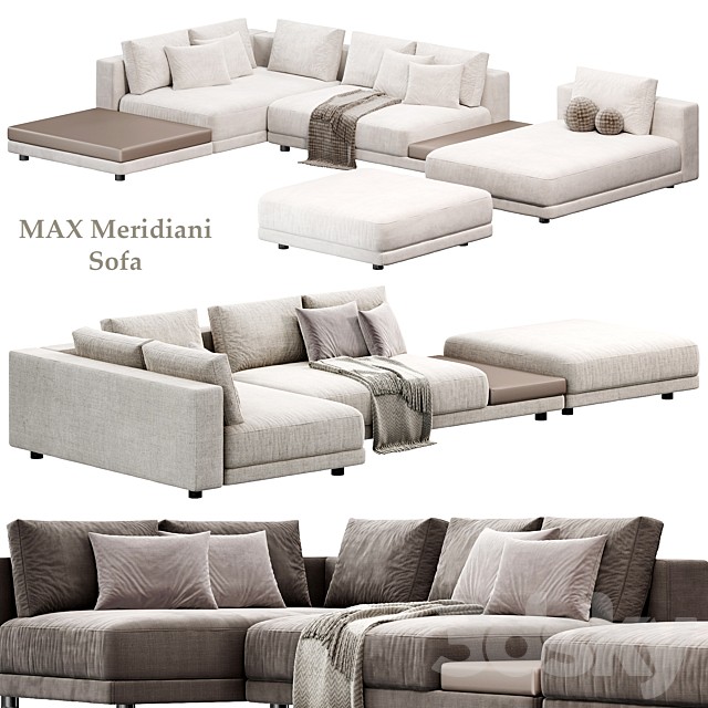 MAX Sectional Modular Fabric Sofa by Meridiani