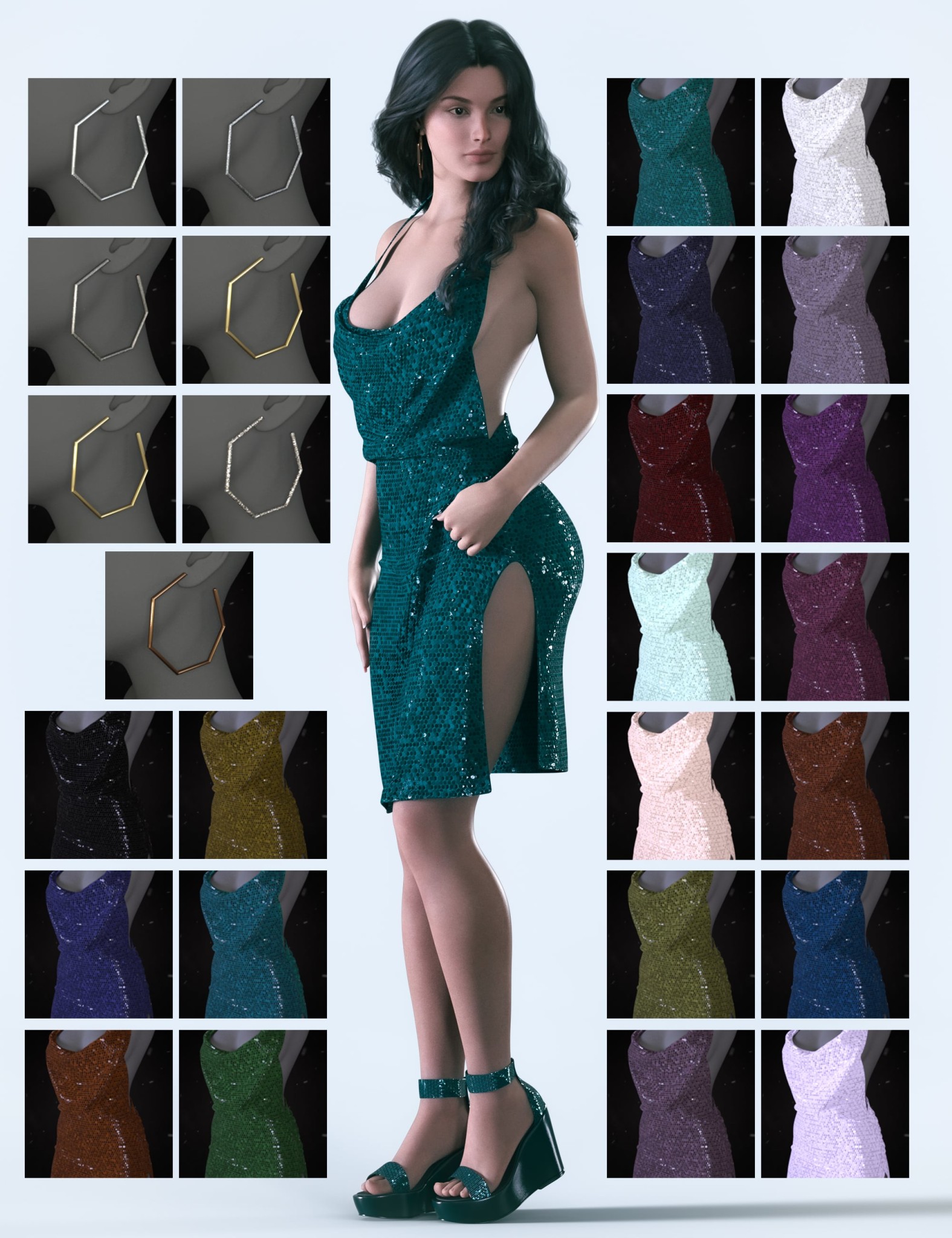 dForce Behati Slip Dress Outfit for Genesis 8 and 8.1 Females