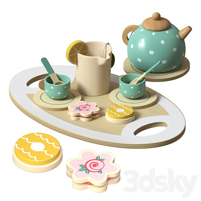 Toy tableware wooden set 