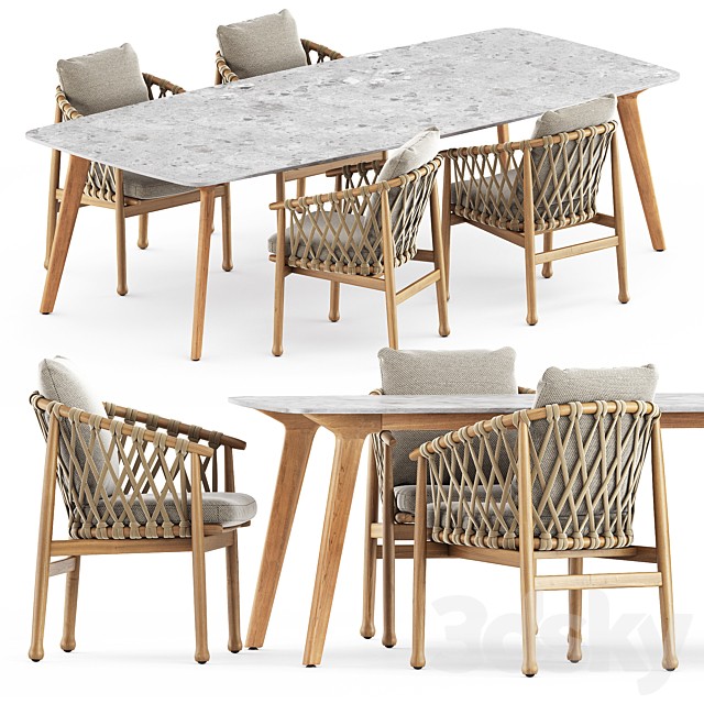 Ginestra outdoor chairs by BeB Italia and Torsa Dining table Teak CF-264