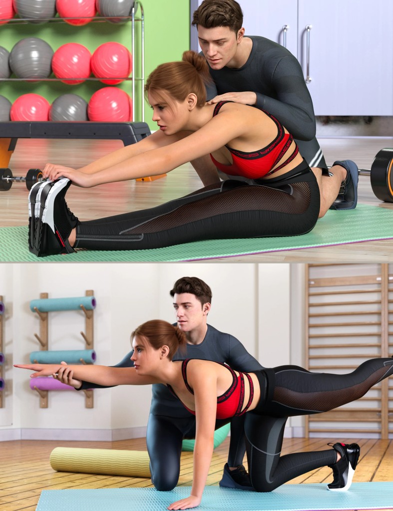 Z Personal Training Session Couple Poses for Genesis 9 and 8