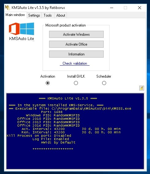 KMS Auto Lite v1.9.9.9 b08 Windows Office Activator