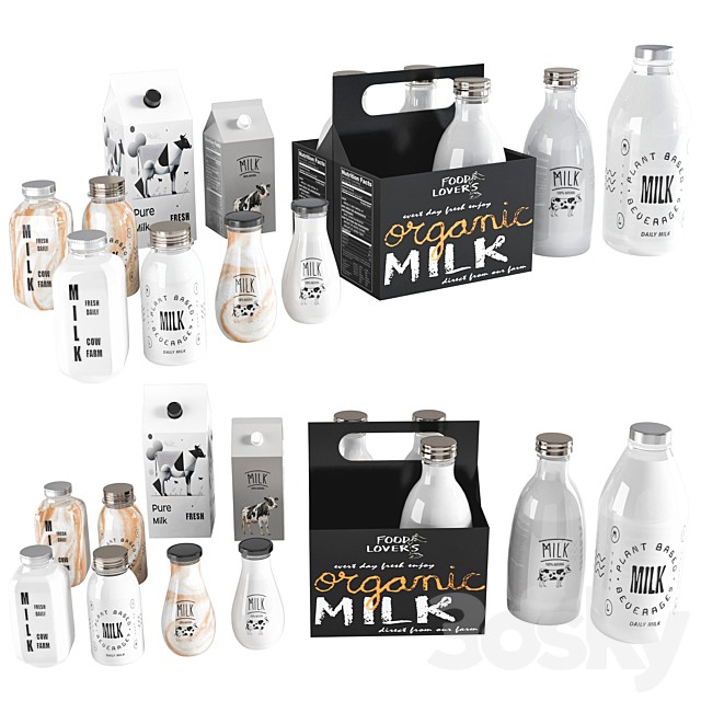 Milk Bottle & Packaging Set No1