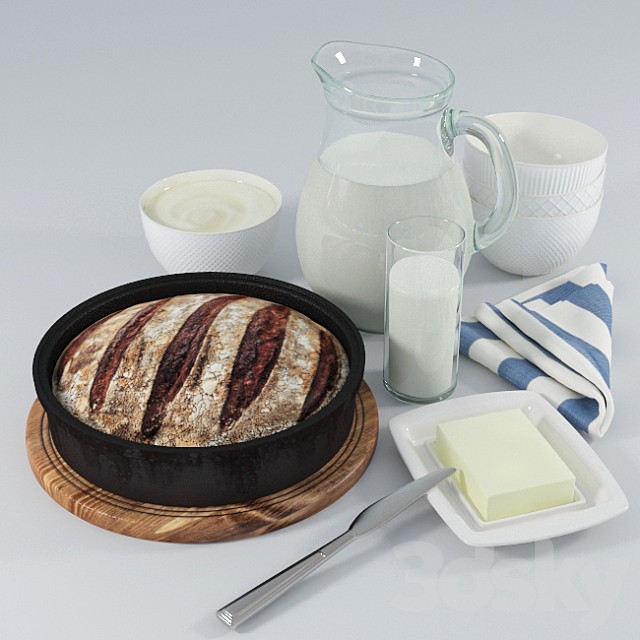 Still Life: Bread and Milk. (Bread and Milk)