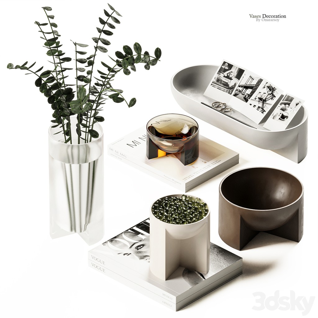 Decorative Set with Vases and Magazines