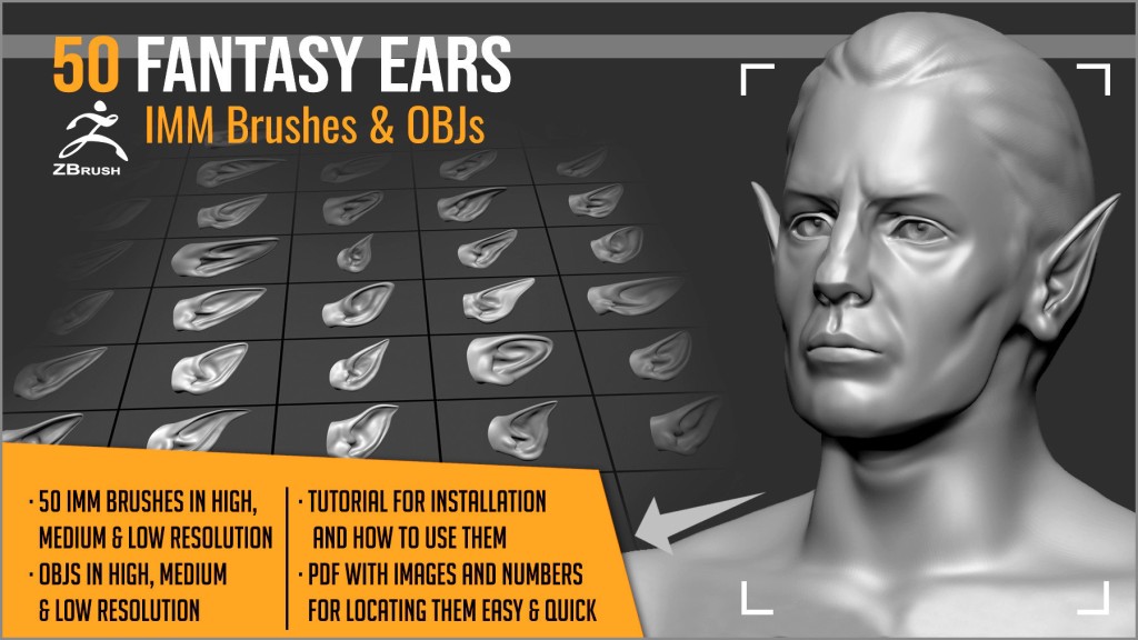 50 Fantasy Ears IMM Brushes & OBJs