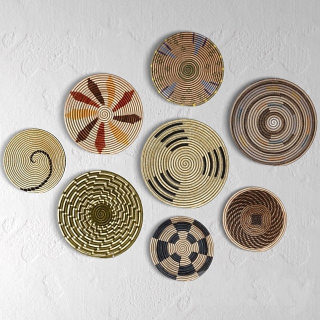 Wicker African wall baskets.
