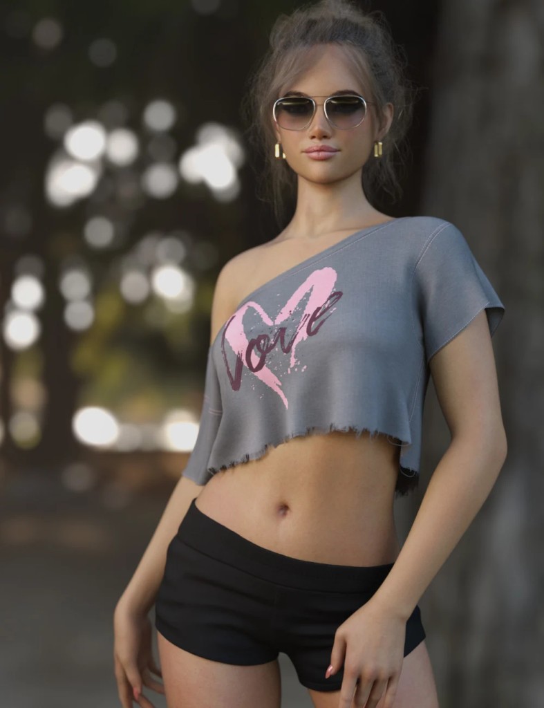dForce Off Shoulder Midriff Tee for Genesis 9