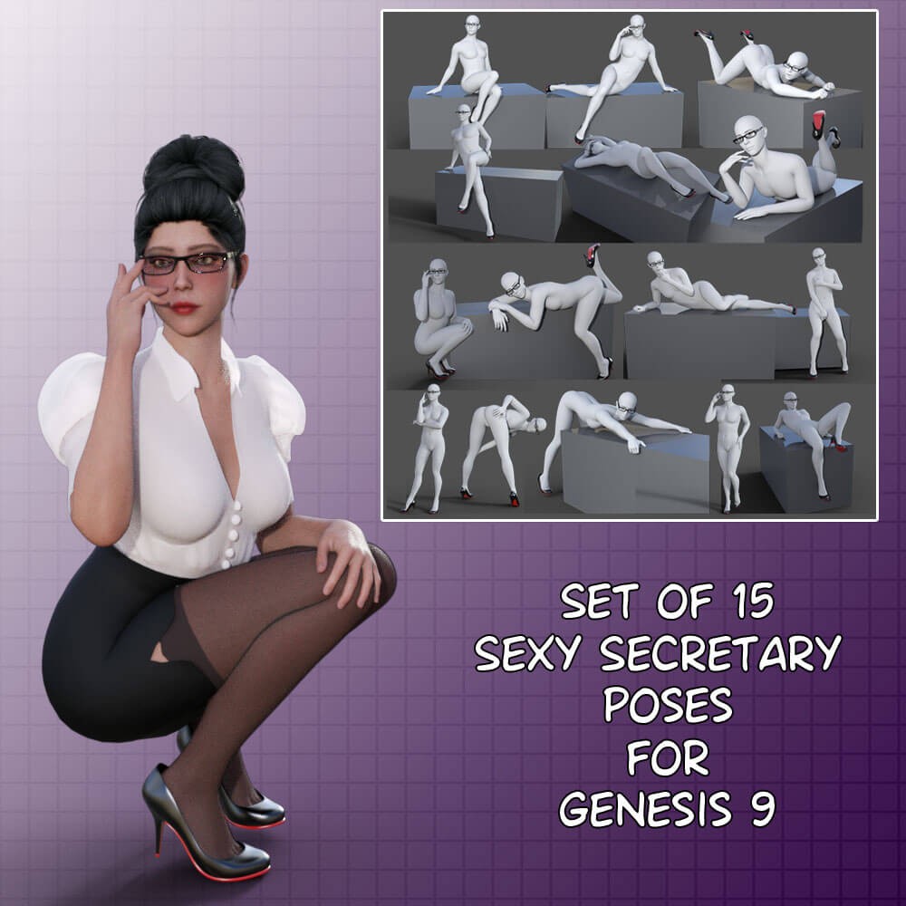 Set of 15 Sexy Secretary Poses for Genesis 9