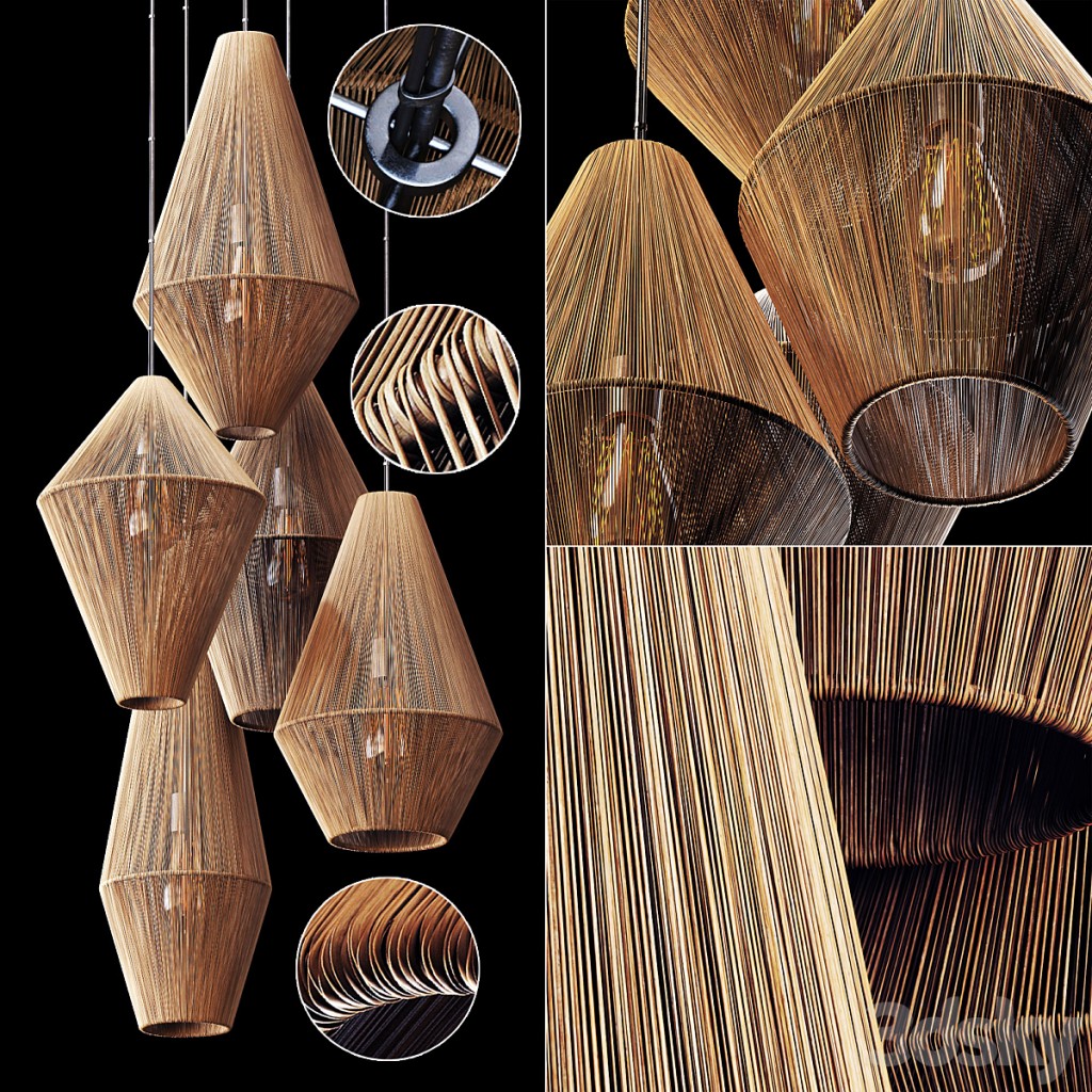 Lamp wood rattan wicker Cone n4 / Lamp wicker rattan cone No. 4