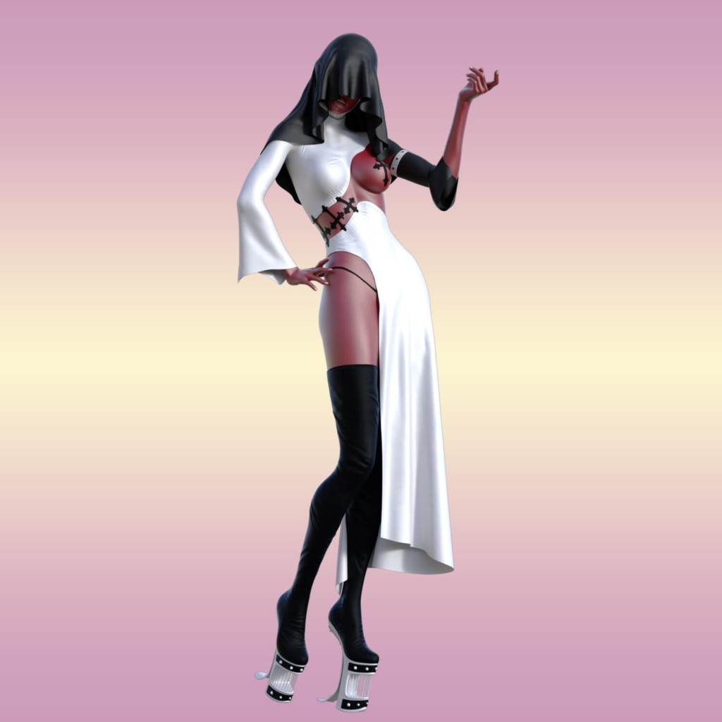 dForce Sexy Dark Nun Suit for Genesis 8 Female