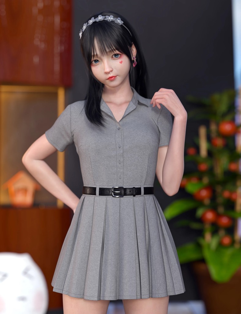 dForce SU College Style Dress for Genesis 9, 8.1, and 8 Female