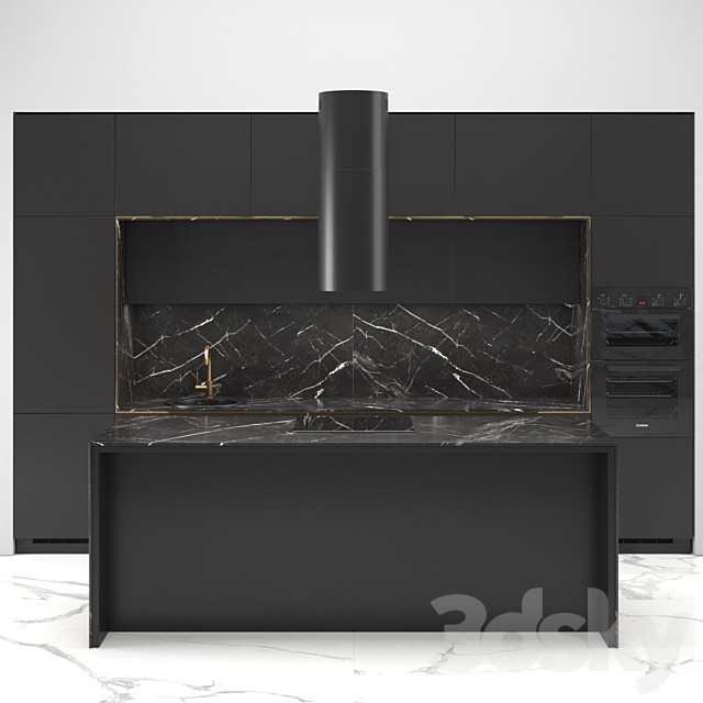 Modern straight kitchen INGE with the island 01