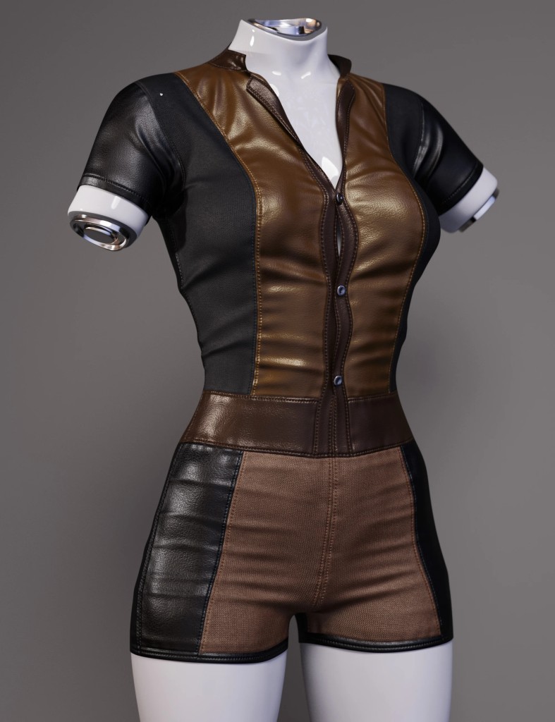 dForce Action Leather Jumpsuit for Genesis 9