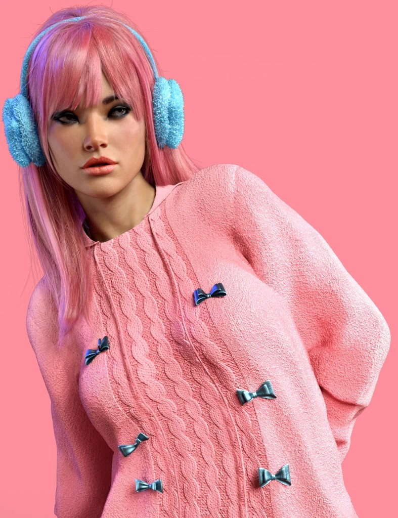 X-Fashion Cute Fuzzy Outfit for Genesis 9
