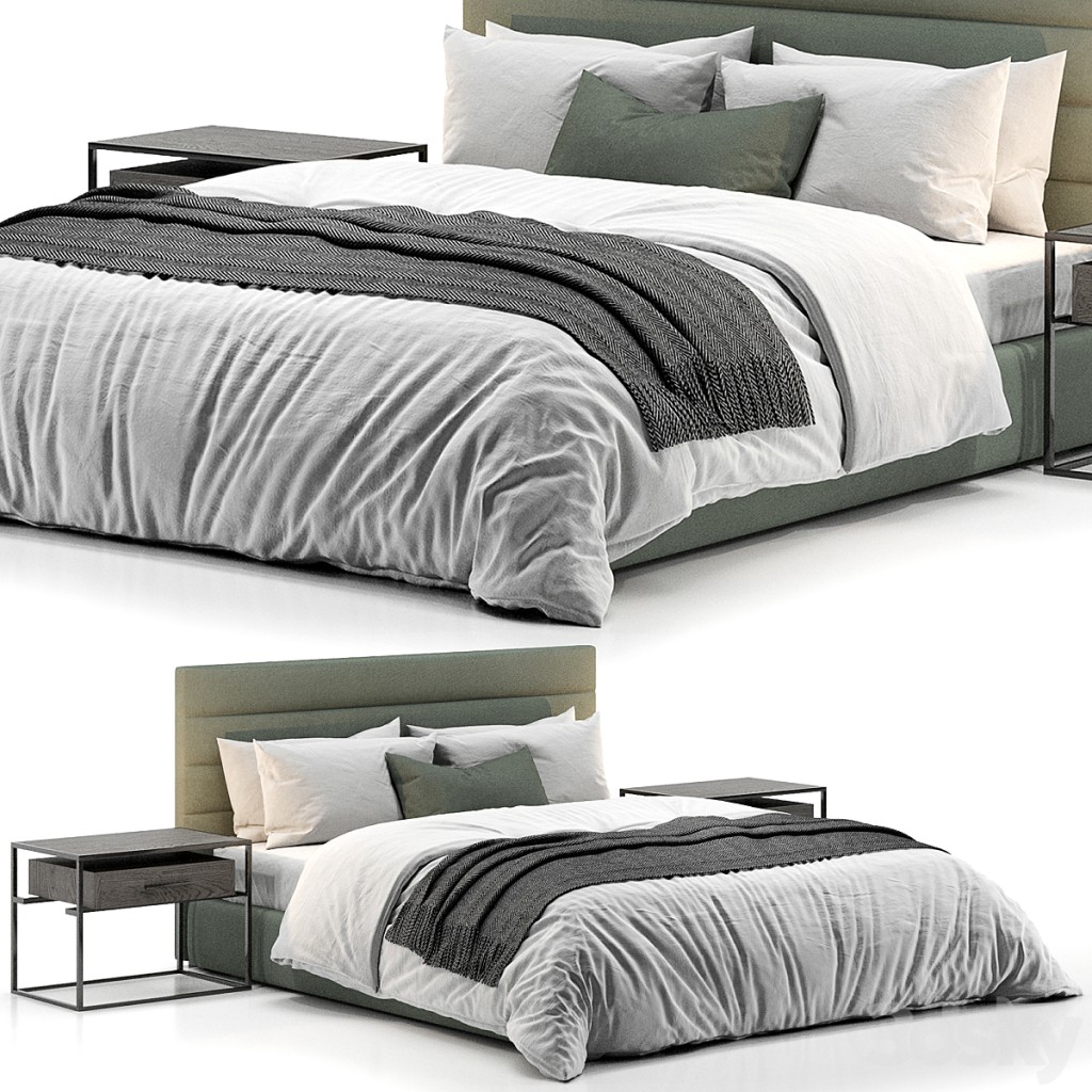 Rh Modena Fabric Horizontal Channel Panel Bed