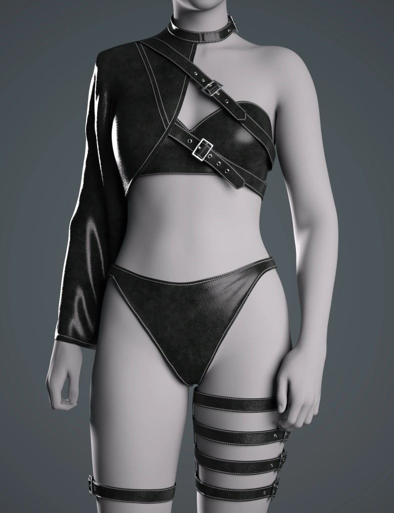 dForce GN Punk Single-Shoulder Leather Outfit for Genesis 9