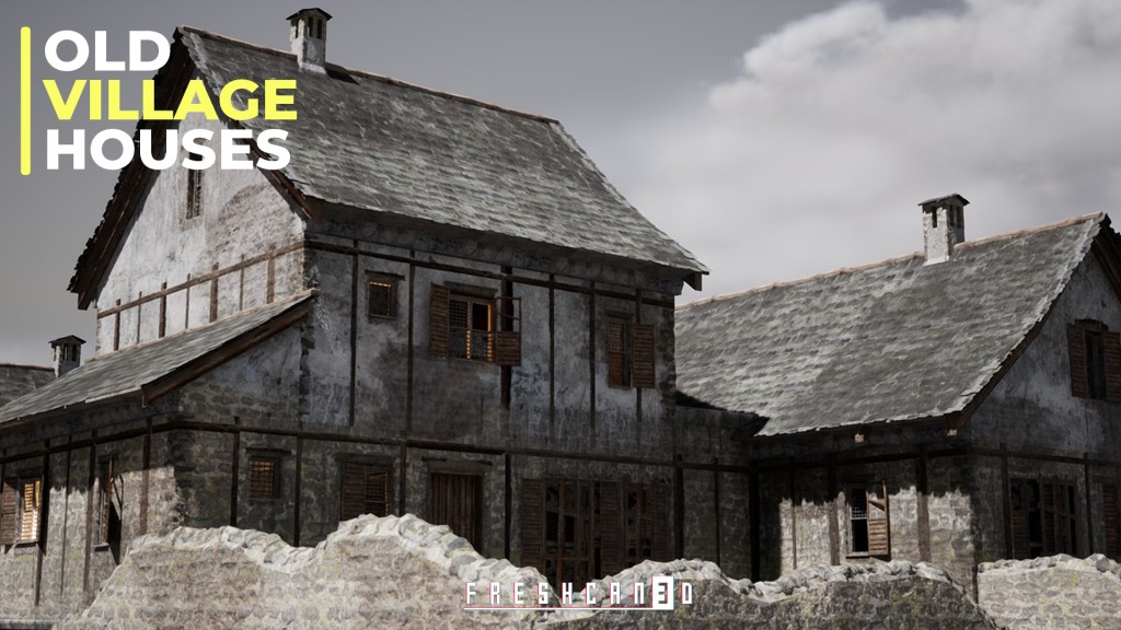 [UE] Old Village Houses Pack ( House interior, Modular House, Stone house )