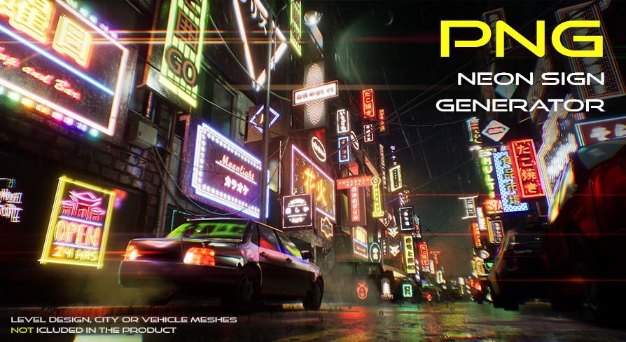 Sci-Fi Sign - PNG based Neon Sign Creator UE4.22
