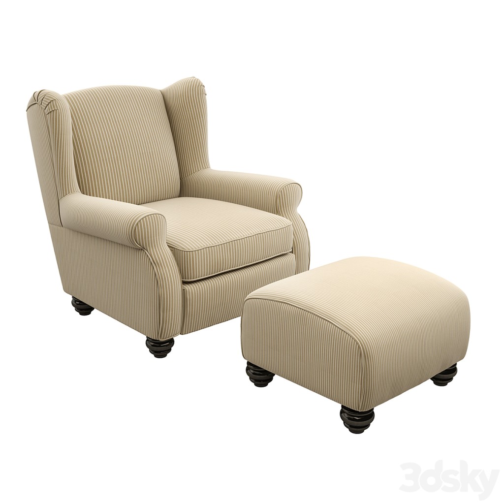 Brougham Wingback Chairand Ottoman