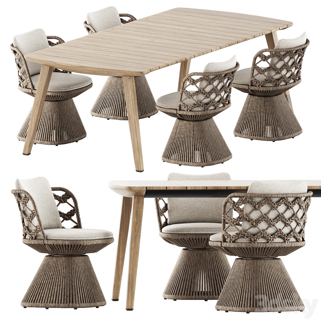 Flair O' Outdoor chair by Bebitalia and Fynn Dining Outdoor table by Minotti