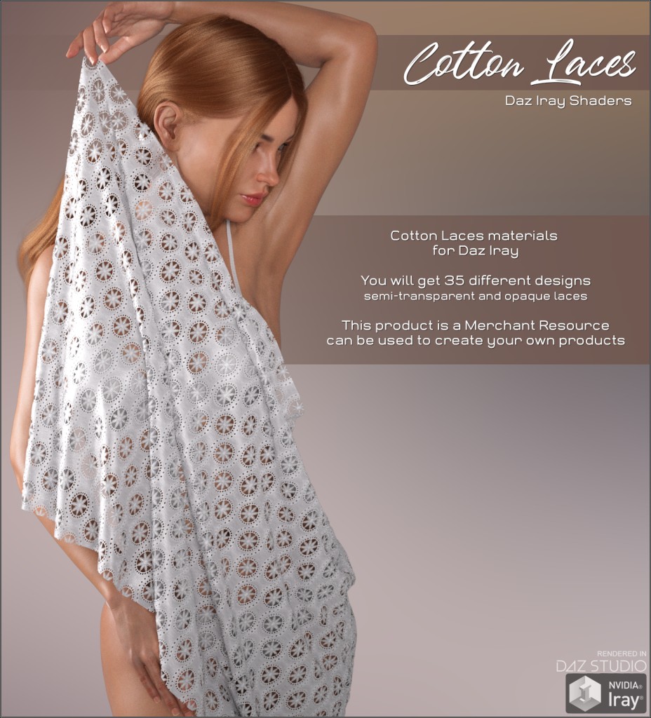 Daz Iray - Cotton Laces 2D Graphics Merchant Resources Atenais