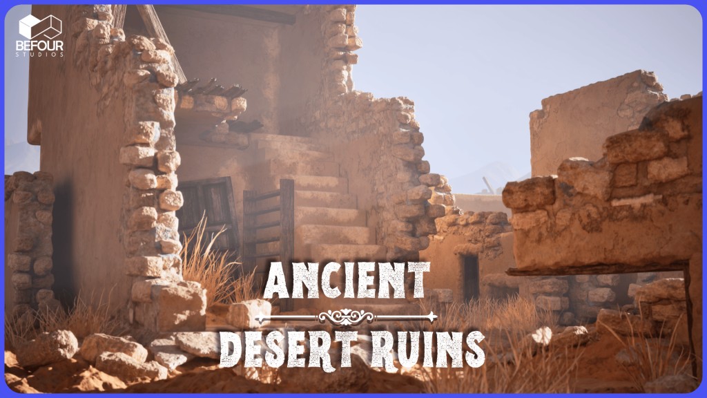 Ancient Desert Ruins Environment w Map Generator PCG UE5.3