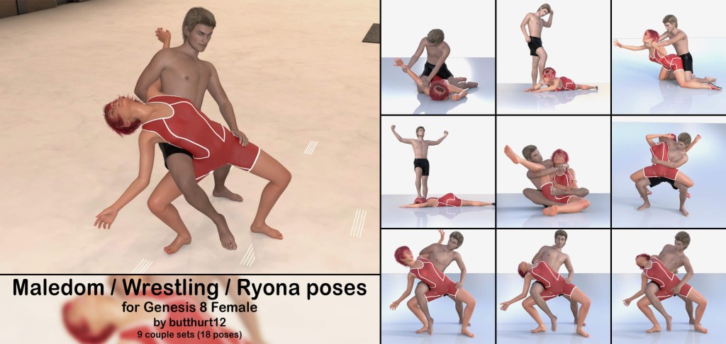 PACK 3: Maledom & Wrestling & Ryona Poses for Genesis 8