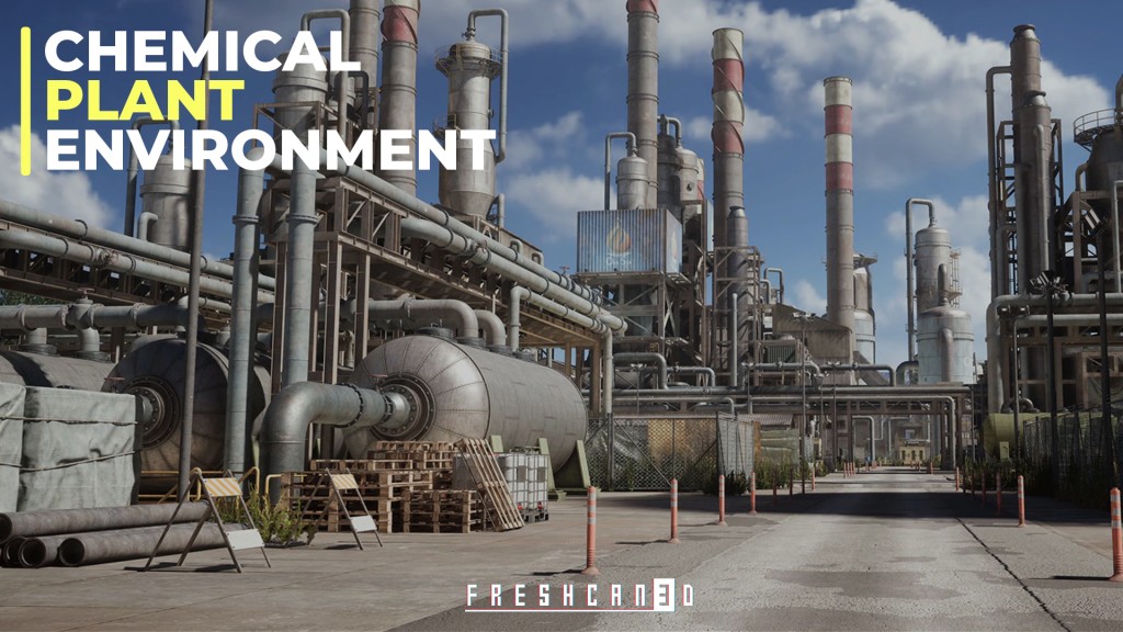 [UE5.1] Chemical Plant & Refinery Environment (Modular Factory Building)