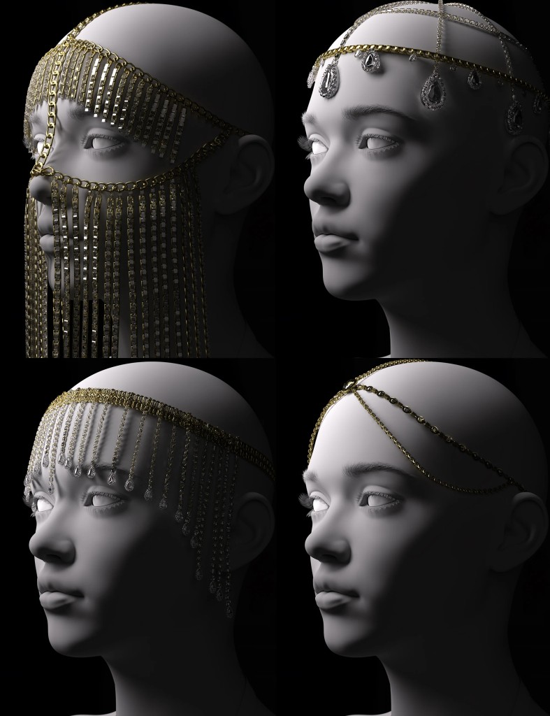BW Chains Headwear For Genesis 9, Genesis 8, and 8,1 Females