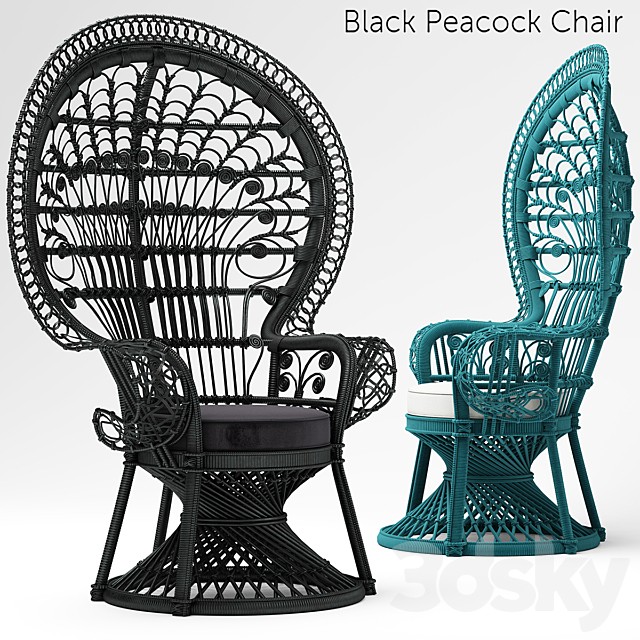 Armchair Black Peacock Chair New In