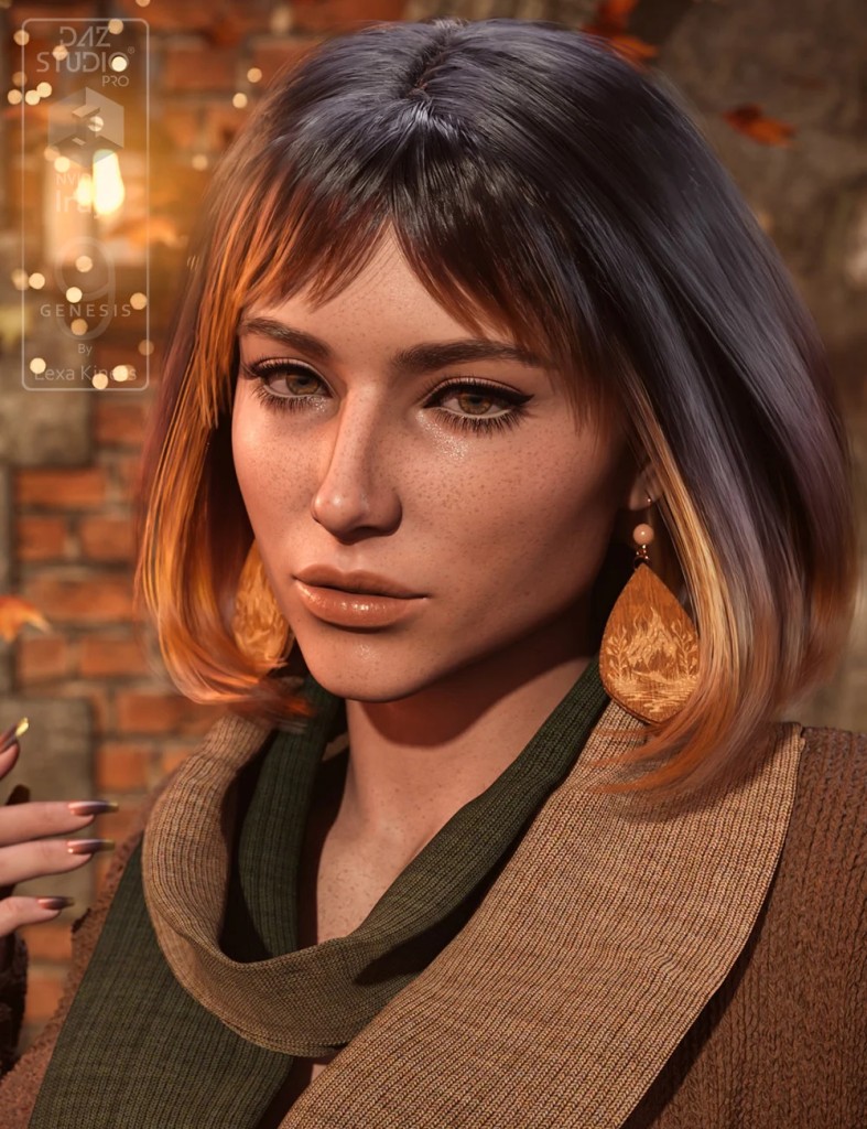 dForce Siena Hair and Earrings for Genesis 9