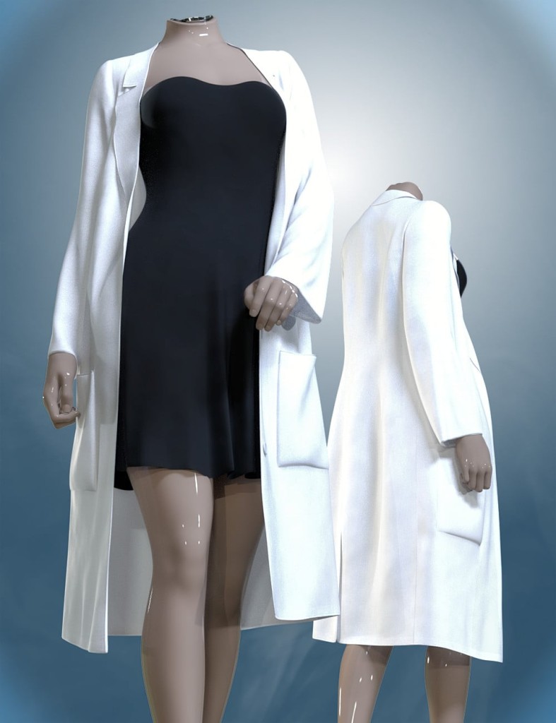 dForce White Coat Outfit for Genesis 9