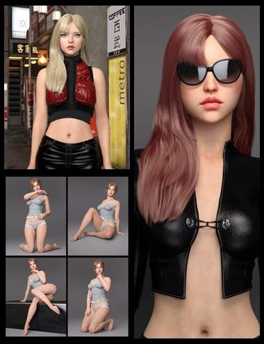 EG HIOM Hair, Hincz, and EG Lovely Poses for Genesis 9 Bundle