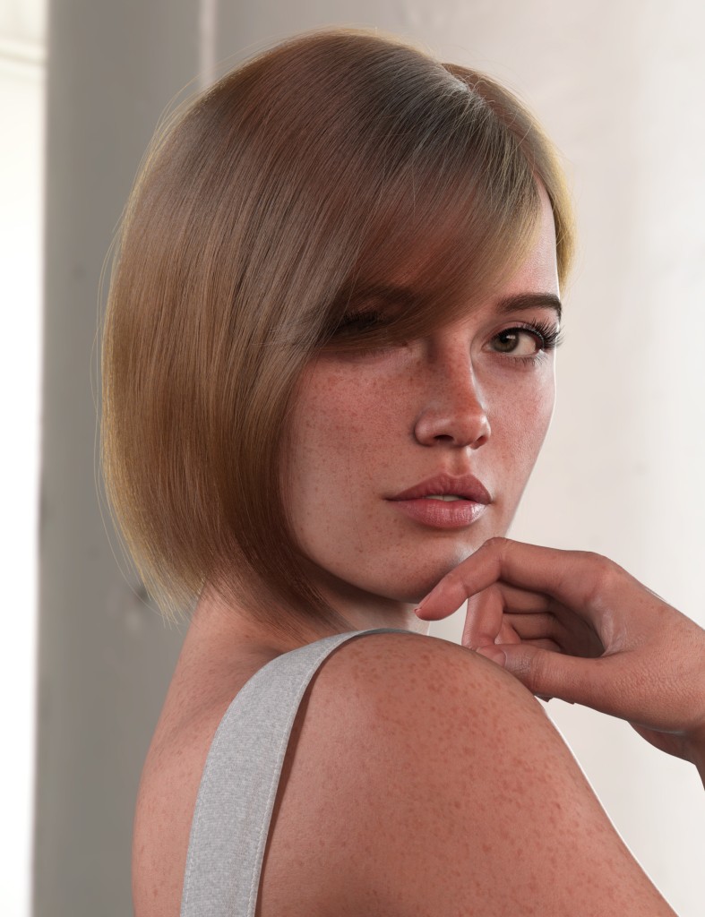 dForce Strand-Based Behind Ear Style Bob Hair for Genesis 9